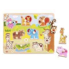 TookyToy - Wooden Peg Puzzle - Animals
