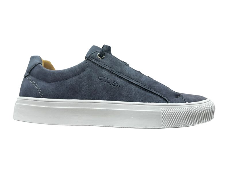 Gino Paoli Mens Ben Denim/White Lace Up Sneakers