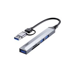 USB+TYPE-C 5 In 1 Ports Usb Hub Converter Splitter Card Reader Speed 5Gbps