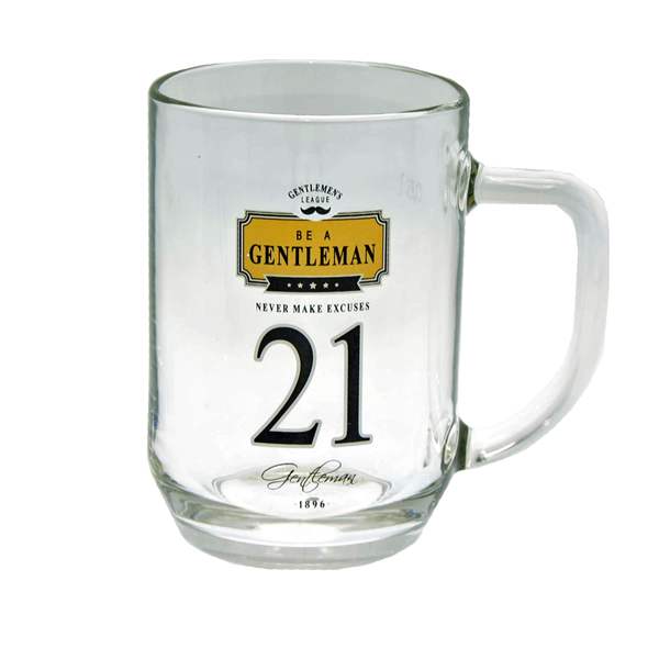 Gentlemen's League 21st Birthday Beer Glass Mug - 500ml Commemorative Gift