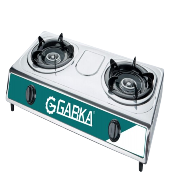 GARKA GA-28124 Twin Burner Gas Stove - Stainless Steel Tabletop Cooker