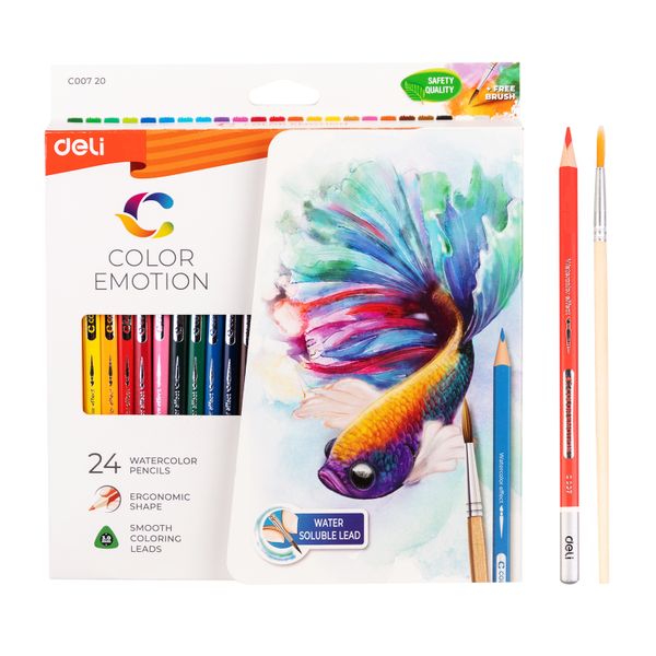 Deli Water Coloured Pencil 24 Colours Triangular Art