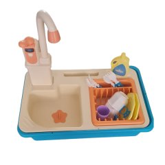 Toddler Kitchen Sink Pretend Play Dish Washing Sink Set with Running Water