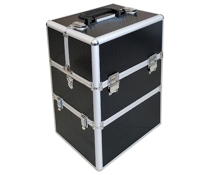 Professional Cosmetic Storage Makeup Case with Lockable Key - Black