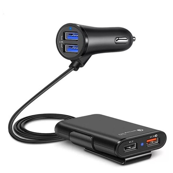 Universal 4 Ports USB Car Charger for Back &amp; Front Seats In The Car