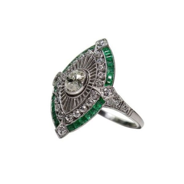 ZELTRYN Fashion Emerald Micro-Pavé Zircon Engagement Ring