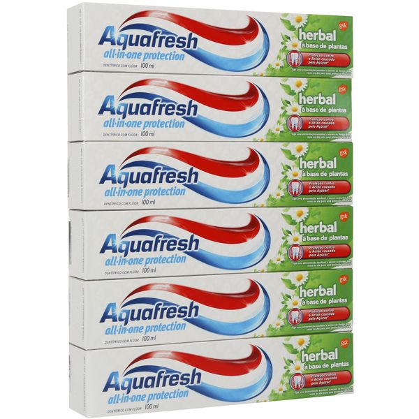 Aquafresh All-in-One Fluoride Toothpaste Herbal 100ml - Pack of 6