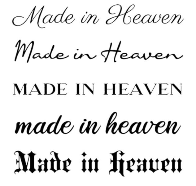 1 Piece - "Made in Heaven" Multi-Font Script Temporary Tattoo - Black