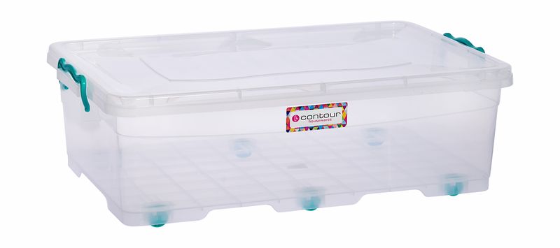 Contour Housewares - Clear Clip and Lock Storage Box with Wheels - 30L
