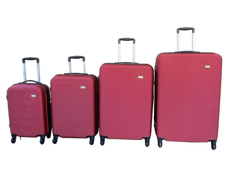 4-Piece ABS Luggage Set-Durable Scratch-Resistant Shell - Red