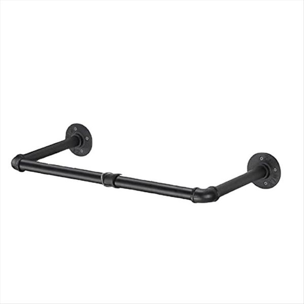 Wall Mounted Heavy Duty Pipe Shelves For Hanging Clothes Coats Black