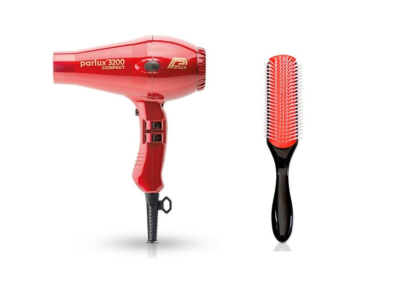 Parlux 3200 Compact 1900W Hair Dryer (Red) + Anti-static Styling Brush