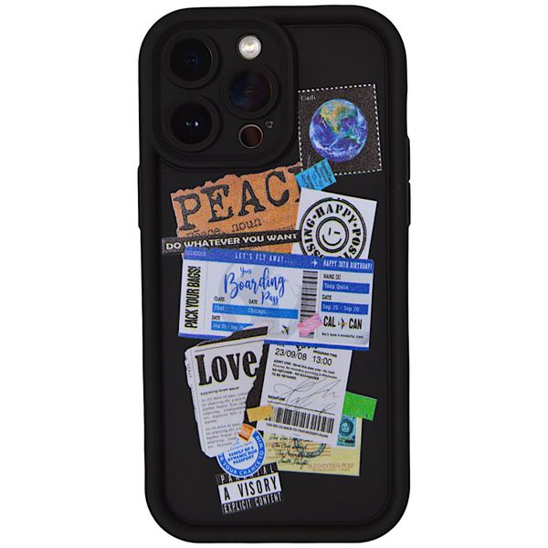 Black - Phone Case with Travel Stamp - Iphone 15 Pro Max