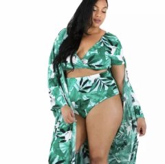 3 Green Women Plus Size Swim Set