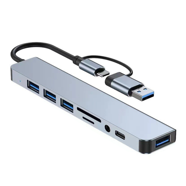 8 in 1 Adapter USB Splitter Multi-Port Adapter USB Hub Data Transfer Type-C