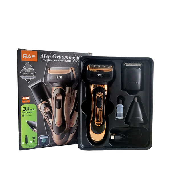 3-in-1 Men's Grooming Kit with T-Blade, Shaver &amp; Nose Trimmer USB-C