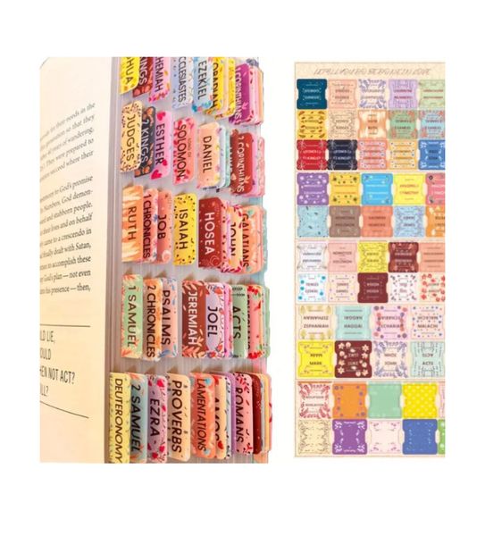 Christian Bible Tabs - Laminated Bible Index - Pastel Bloom Set