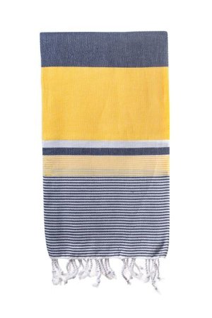 Turkish Bath/Beach Towel (100% Cotton) - Navy Yellow White (100x180cm)
