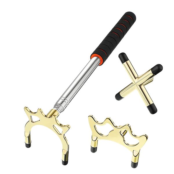 Retractable Billiard Cue Stick with 3Pcs Brass Bridge Head ,Gold