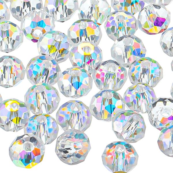 300 Pcs 8mm Glass Crystal Beads AB Glass Beads for Bracelets Jewelry