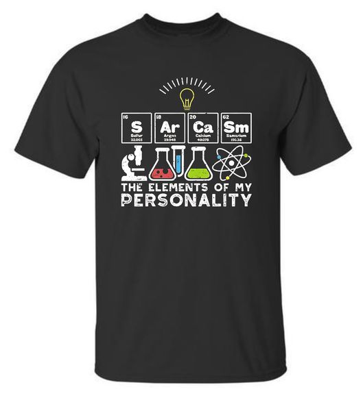 Elements Of My Personality Front Print Men's Black T-Shirt