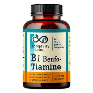 B1 Benfotiamine (190mg) with B3 Niacinamide (40mg).Living Labs