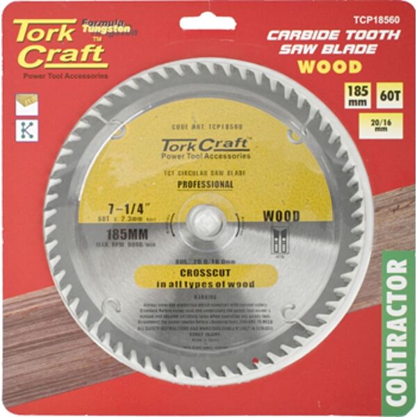 Tork Craft Blade Contractor 185X60T 20/16 Circular Saw TCT