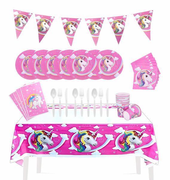 Magical Unicorn Party Essentials Disposable Set for 20 People / 142-Piece