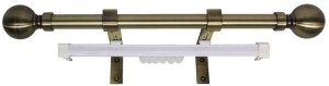 Matoc 25mm Curtain Pole &amp; Single Rail Ball - Antique Brass