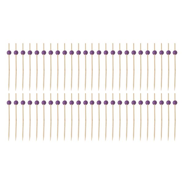 Regent Disposable Bamboo Picks With Coloured Beads 50Pieces - 120mm