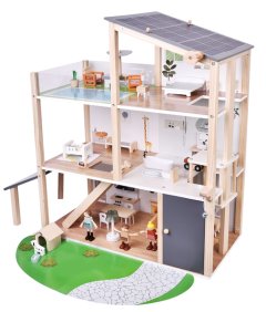 3-Storey Wooden Dollhouse with Accessories - Educational Toy for Kids