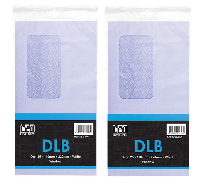 LEO DLB White Window Opaque Self Seal Envelopes - Pack Of 50 Envelopes