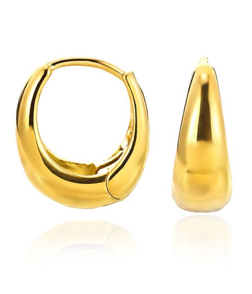 Gold Chunky Hoop Earrings Women, 14K Gold Plated