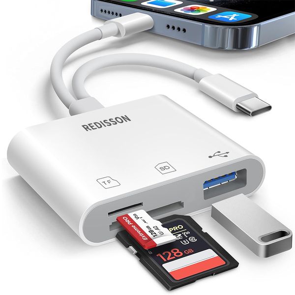 2-line 3-in-1 Memory Card Reader, USB OTG Adapter &amp; SD Card Reader