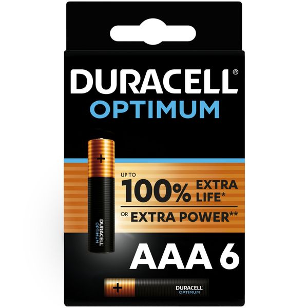 Duracell Optimum AAA Alkaline Batteries, 1.5V LR03 MX2400 - 6 pack