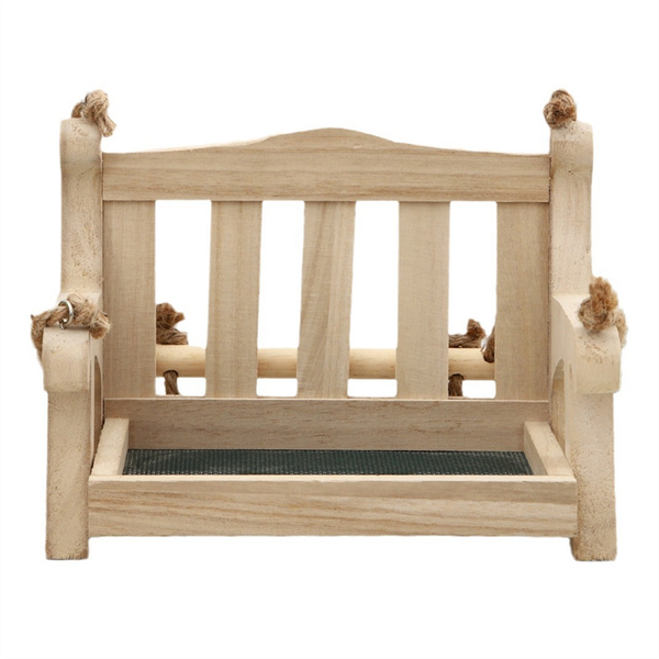 Outdoor Wooden Bird Feeder Automatic Hanging Chair Feeder Balcony