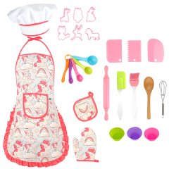 26 Piece Kitchen Pretend Play Toys Cooking Set Kids Baking Set &amp; Apron Gift