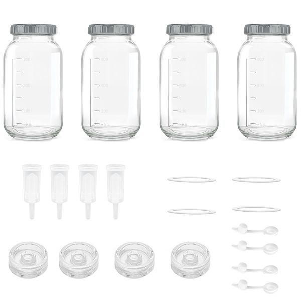 4 piece 32oz Fermentation Jars Set Kimchi Sauce Container with Lids Airlock