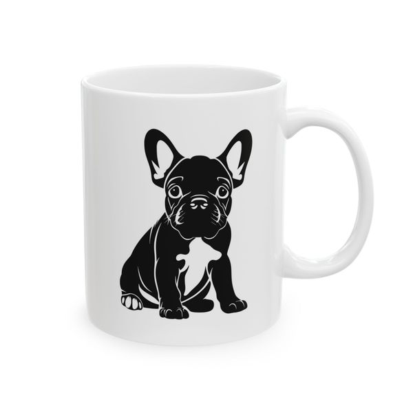 French Bulldog Coffee Mug - Black Puppy Illustration Graphic