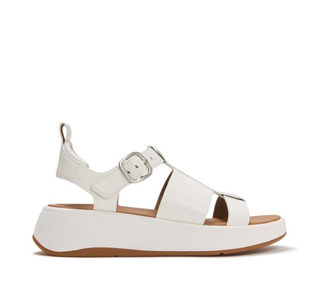 FitFlop F-Mode Leather Flatform Fisherman Sandal Urban White