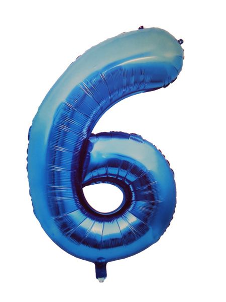 Foil Balloon Number 6 - Blue - 106cm
