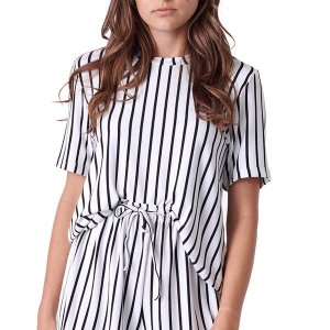 O'Neill-Ladies-Post Surf Tee-Black/White Stripe