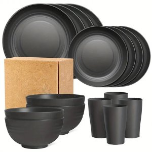 Supernal Wheat Straw Dinnerware Sets 16pcs Unbreakable Plates