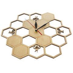 Cut Wood Clock Honey Bee Honey Comb