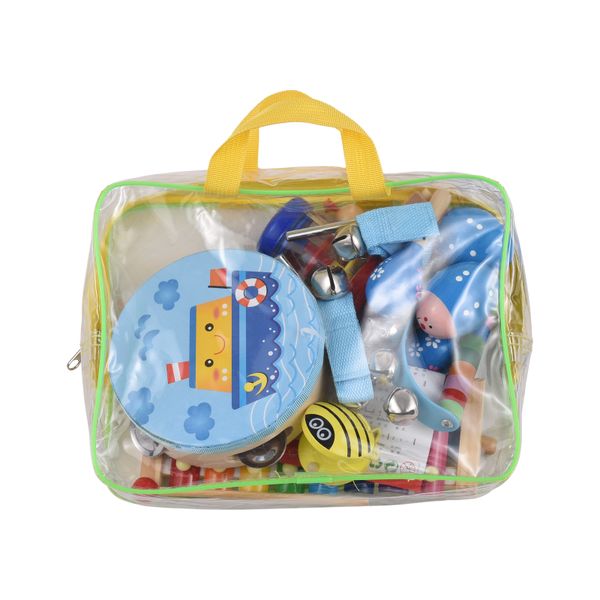 Wooden Percussion Set, Educational, w/ Storage Bag