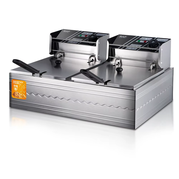 RAF 12L Commercial Double Tank Stainless Steel Electric Deep Fryer