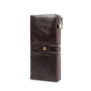 Ladies Over Buckle Genuine Leather Purse - Brown