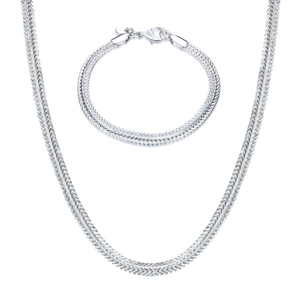 Men 925 Sterling Silver 50cm Necklace with 20cm Link Bracelet