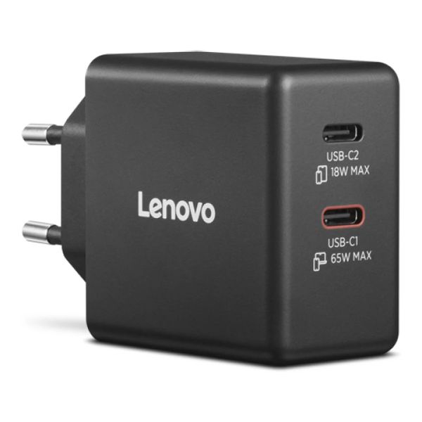 Lenovo 65W Dual USB-C GaN Charger , 2 x USB-C | USB-C: 45W, USB-C:18W