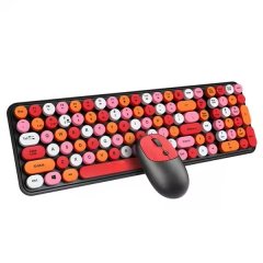 Wireless Keyboard Mouse Combo Retro Typewriter-Style Keys 105 Keys Keyboard